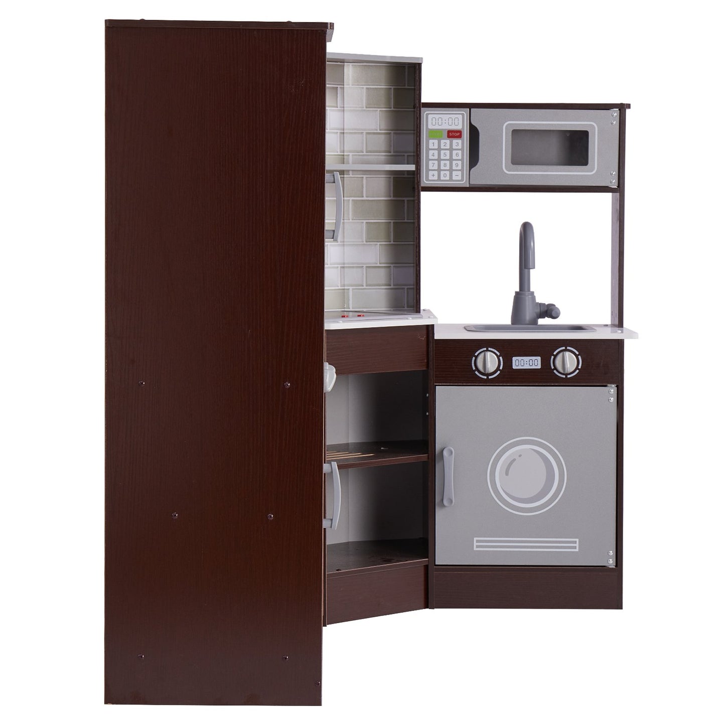 Küchenspielset für Kinder, zum Vortäuschen von Kochspielzeug, 24-teiliges Zubehör, Braun