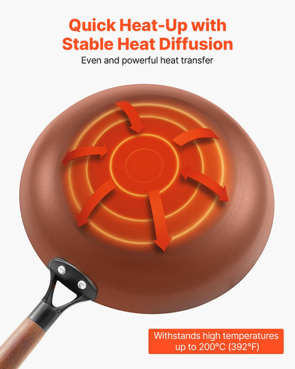 Cast Iron Skillet, 3-Piece Frying Pan Set (8, 10, 12 in), Nonstick Skillets with Detachable Wood Handle, Pre-Seasoned Chef's Pan, Kitchen Cookware for Gas, Electrical, and Induction, Black