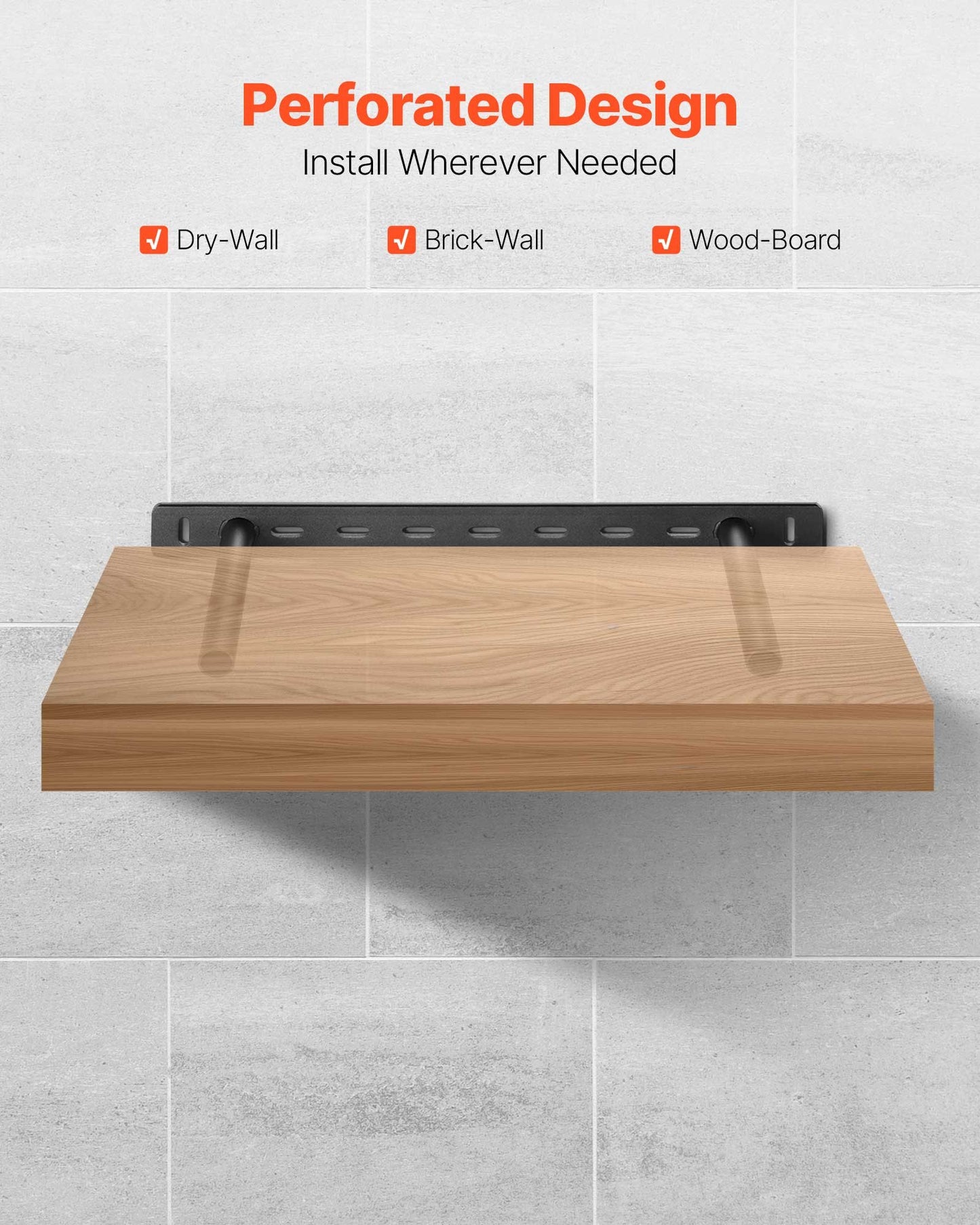 Floating Shelf Brackets 2 Pcs, 150 lbs/68 kg Weight Capacity, 16x6.2x1.5 inch / 406.4x157.4x38.1 mm, Heavy Duty Hidden Shelf Brackets Support, Wall Mounting Invisible Floating Shelves Bracket