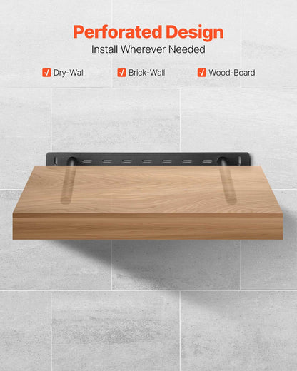 Floating Shelf Brackets 2 Pcs, 150 lbs/68 kg Weight Capacity, 16x6.2x1.5 inch / 406.4x157.4x38.1 mm, Heavy Duty Hidden Shelf Brackets Support, Wall Mounting Invisible Floating Shelves Bracket