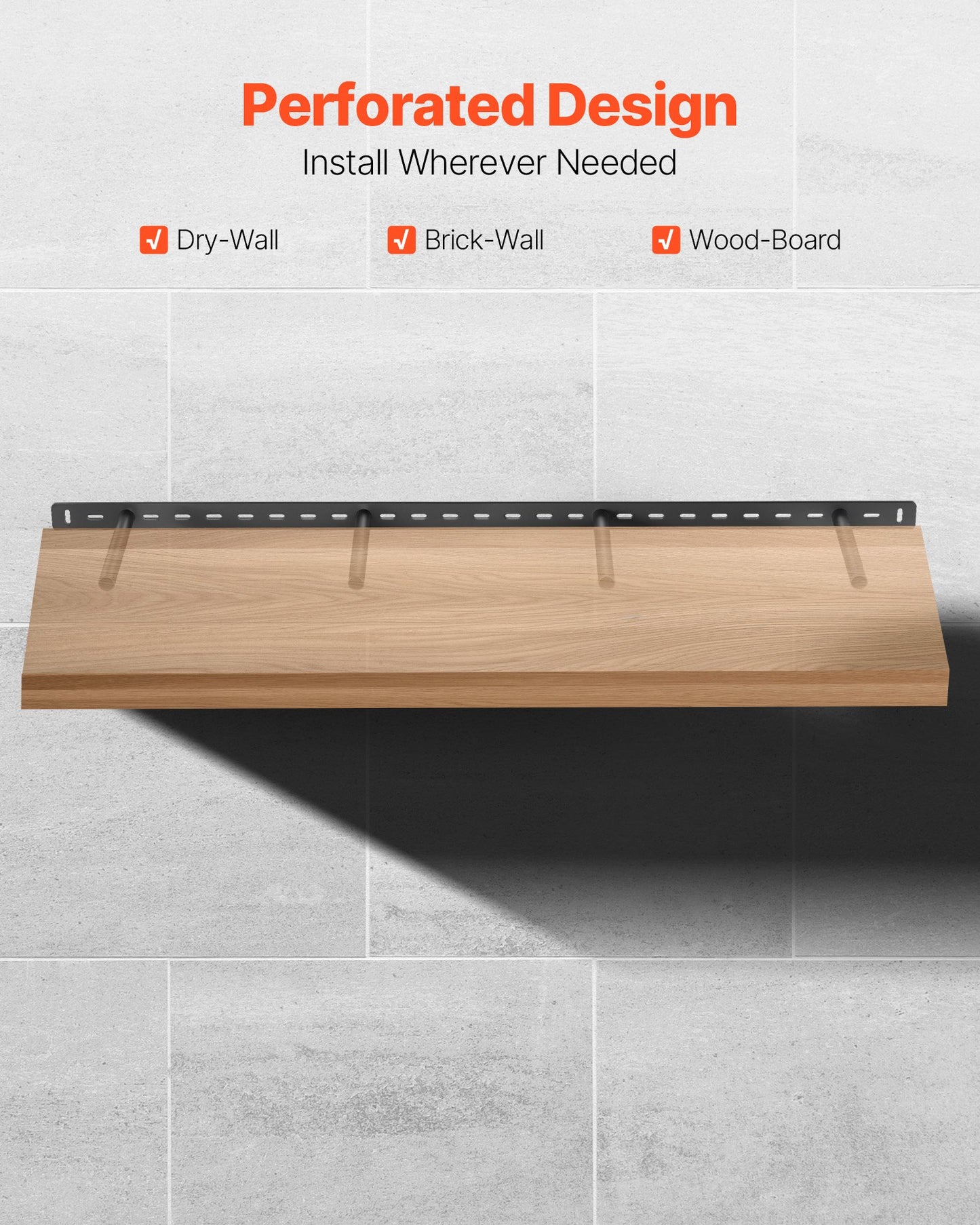 Floating Shelf Bracket 1 Pack, 230 lbs/104 kg Weight Capacity, 43x6.2x1.5 inch / 1092.2x157.4x38.1 mm, Heavy Duty Hidden Shelf Brackets Support, Wall Mounting Invisible Floating Shelves Bracket