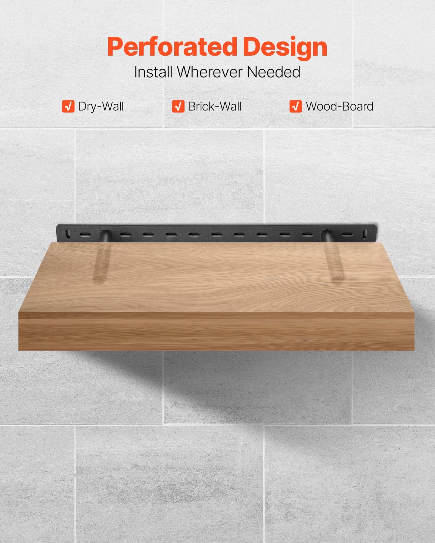 Floating Shelf Brackets 2 Pcs, 150 lbs/68 kg Weight Capacity, 22x6.2x1.5 inch / 558.4x157.4x38.1 mm, Heavy Duty Hidden Shelf Brackets Support, Wall Mounting Invisible Floating Shelves Bracket