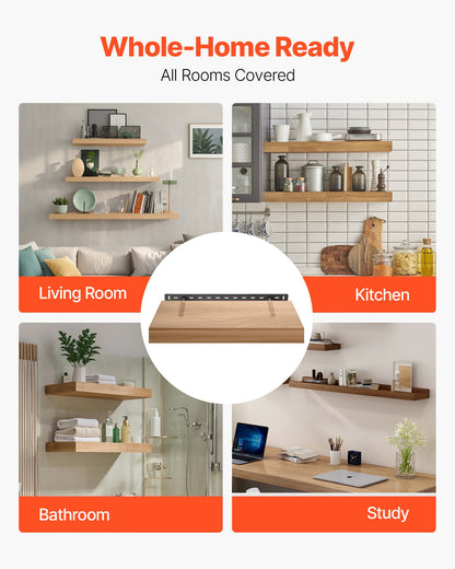 Floating Shelf Brackets 2 Pcs, 150 lbs/68 kg Weight Capacity, 22x6.2x1.5 inch / 558.4x157.4x38.1 mm, Heavy Duty Hidden Shelf Brackets Support, Wall Mounting Invisible Floating Shelves Bracket