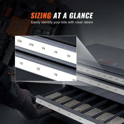 Schaftfräser-Spenderschrank, Schaftfräser-Organizerschrank mit drei Schubladen für 1/8" bis 1", Schaftfräser-Spenderschrank aus Stahl mit Etiketten, 29 stapelbare Behälter zur Schaftfräser-Aufbewahrung