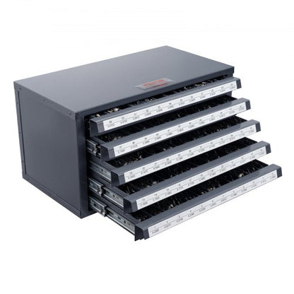 Drill Bit Dispenser Cabinet, Five-Drawer Drill Bit Organizer Cabinet for #1 to #60 Steel Drill Dispenser Organizer Cabinet with Labels, Stackable Drill Dispenser for Drill Bit Storage