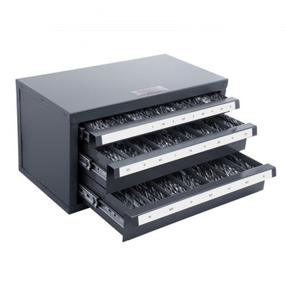 Drill Bit Dispenser Cabinet, Three-Drawer Drill Bit Organizer Cabinet for 1mm to 13mm, Steel Drill Dispenser Organizer Cabinet with Labels, Stackable Drill Dispenser for Drill Bit Storage