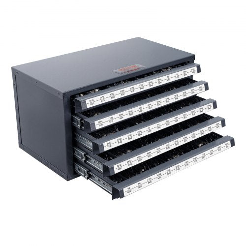 Drill Bit Dispenser Cabinet, Five-Drawer Drill Bit Organizer Cabinet for 33/64" to 63/64" Steel Drill Dispenser Organizer Cabinet with Labels, Stackable Drill Dispenser for Drill Bit Storage