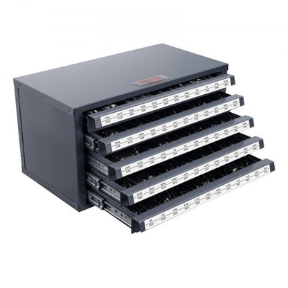 Drill Bit Dispenser Cabinet, Five-Drawer Drill Bit Organizer Cabinet for 33/64" to 63/64" Steel Drill Dispenser Organizer Cabinet with Labels, Stackable Drill Dispenser for Drill Bit Storage