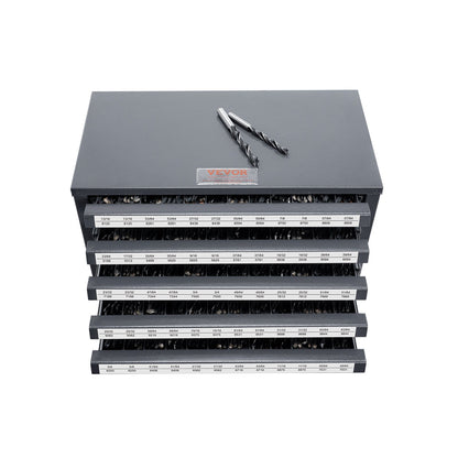 Bohrerspenderschrank, Bohrer-Organizerschrank mit fünf Schubladen für 33/64" bis 63/64" Bohrerspender-Organizerschrank aus Stahl mit Etiketten, stapelbares Bohrer-Aufbewahrungsregal