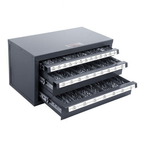 Drill Bit Dispenser Cabinet, Three-Drawer Drill Bit Organizer Cabinet for 1/16" to 1/2", Steel Drill Dispenser Organizer Cabinet with Labels, Stackable Drill Dispenser for Drill Bit Storage