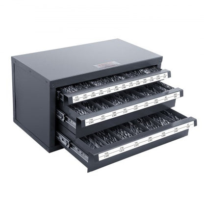 Drill Bit Dispenser Cabinet, Three-Drawer Drill Bit Organizer Cabinet for 1/16" to 1/2", Steel Drill Dispenser Organizer Cabinet with Labels, Stackable Drill Dispenser for Drill Bit Storage