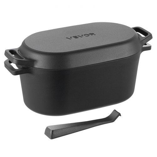 Enameled Cast Iron Dutch Oven, 3.5 Quart Pot with Lid and Dual Handles, Heavy-Duty Durable Cookware Pan, Oven Induction Compatible up to 500℉, for Braising, Stews, Roasting, Bread Baking, Black
