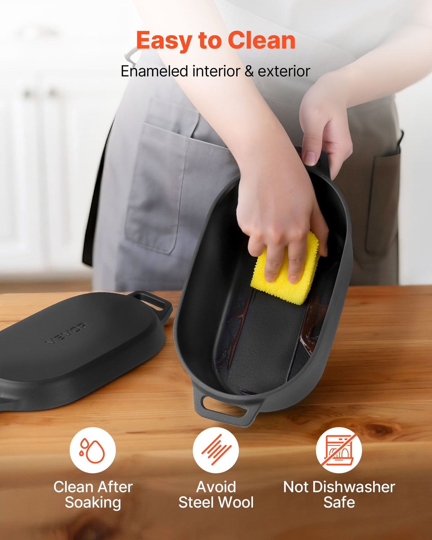 Enameled Cast Iron Dutch Oven, 3.5 Quart Pot with Lid and Dual Handles, Heavy-Duty Durable Cookware Pan, Oven Induction Compatible up to 500℉, for Braising, Stews, Roasting, Bread Baking, Black