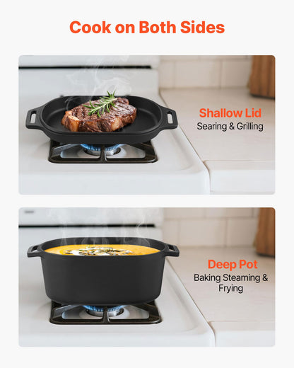 Enameled Cast Iron Dutch Oven, 3.5 Quart Pot with Lid and Dual Handles, Heavy-Duty Durable Cookware Pan, Oven Induction Compatible up to 500℉, for Braising, Stews, Roasting, Bread Baking, Black