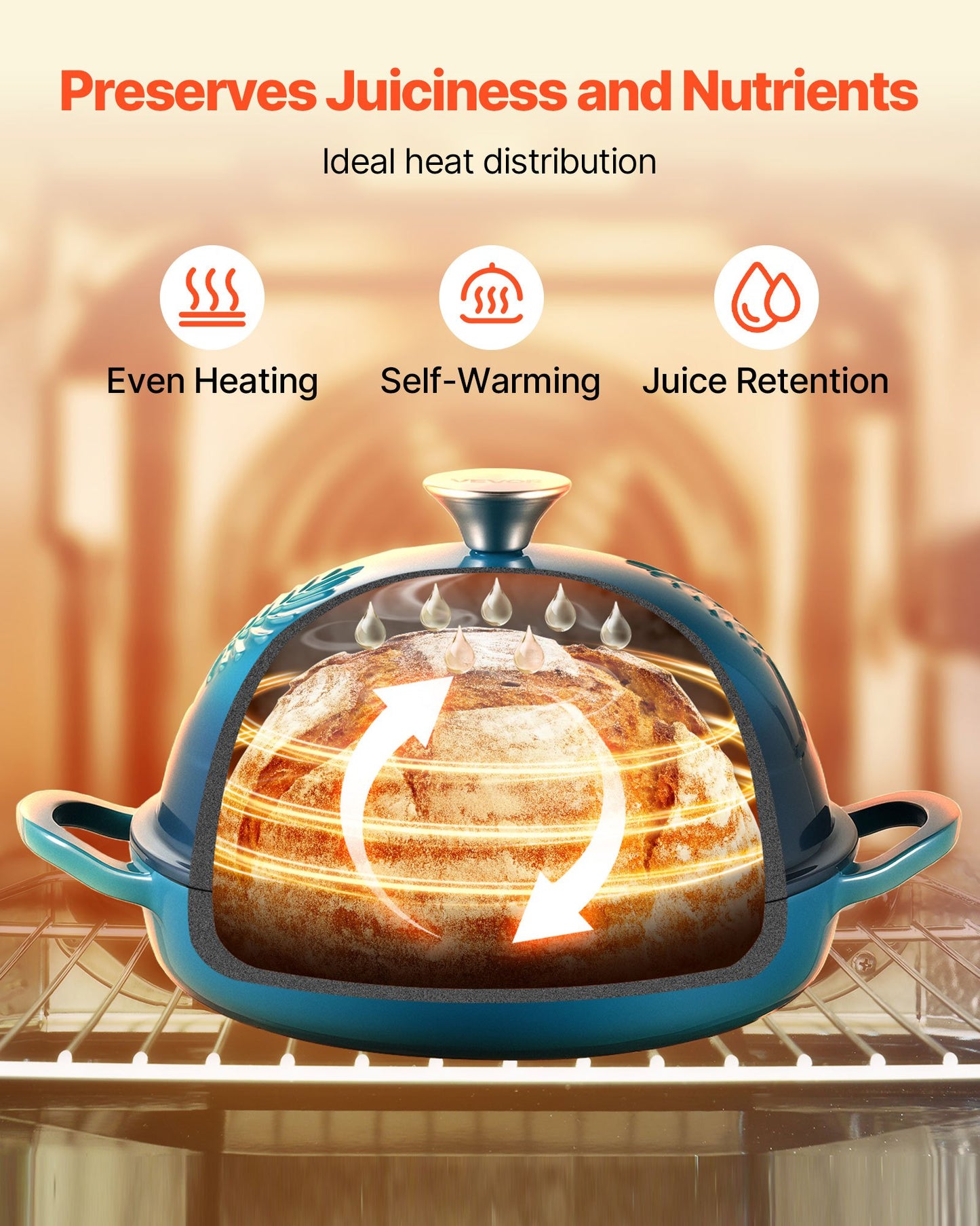Enameled Cast Iron Dutch Oven, 5 Quart Pot for Sourdough Bread Baking, Heavy-Duty Cookware Pan with Lid and Dual Handles, Oven Induction Compatible up to 500℉, for Cooking Roasting
