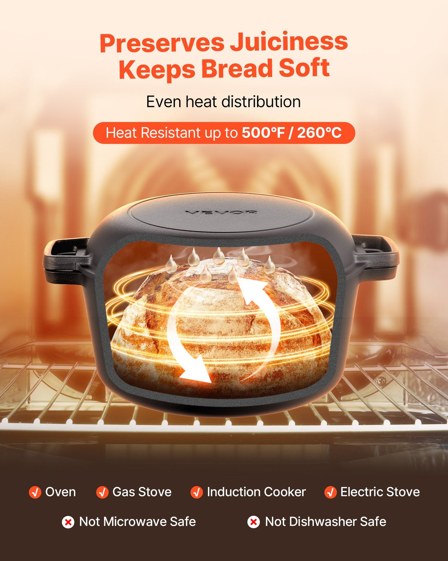 Cast Iron Dutch Oven, 2-in-1 Pre-Seasoned Pot with Skillet Lid, 5QT Cookware Pan with Proofing Basket, Bread Baking Accessories, Bread-Oven Compatible 500℉