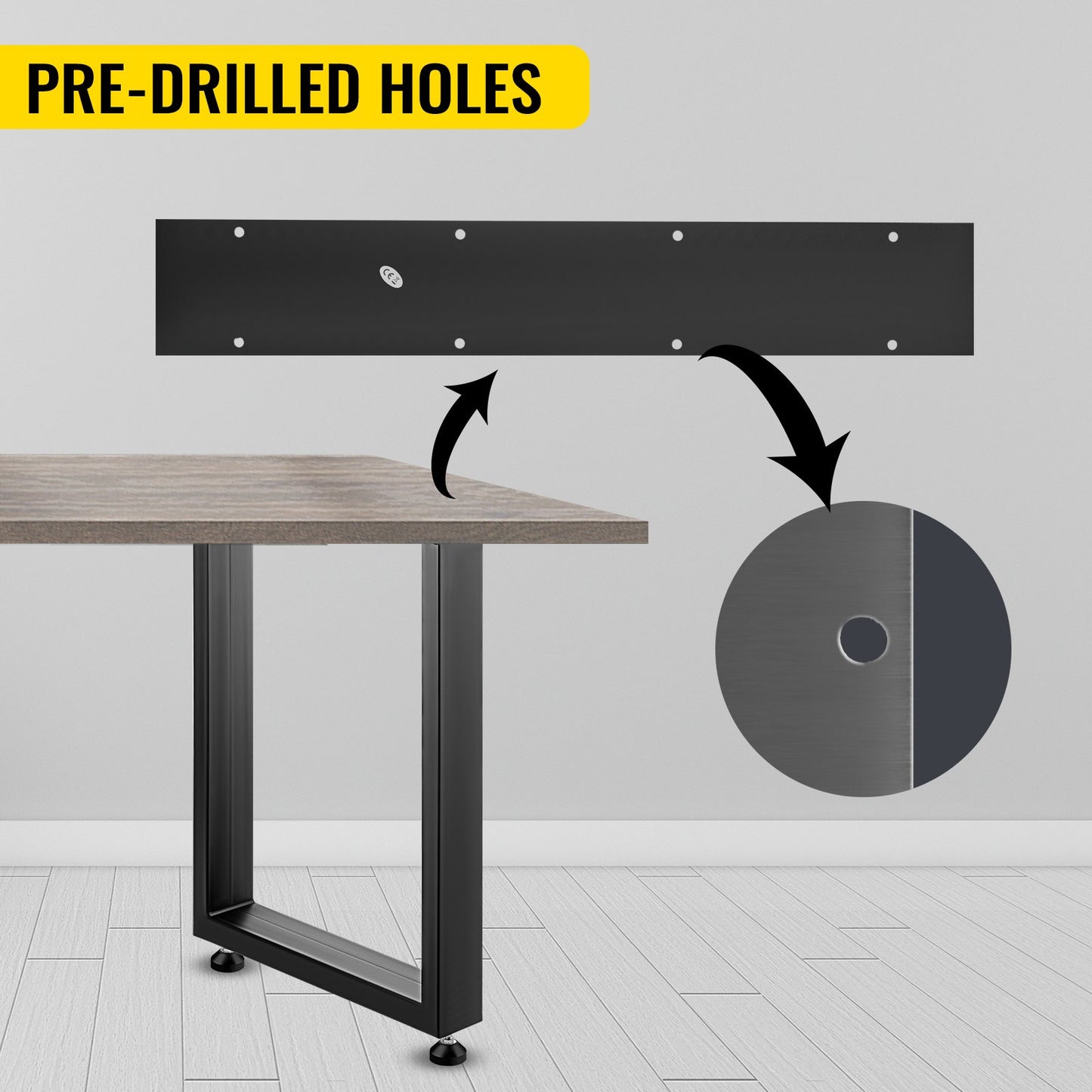 Set of 2 Steel Table Legs, 28''Height 24''Wide Dining Table Legs, Heavy Duty 3.1" Width Box Section Square Table Legs, 28x24x3.1 Inch Black Color Industrial Country Style Metal Dining Legs