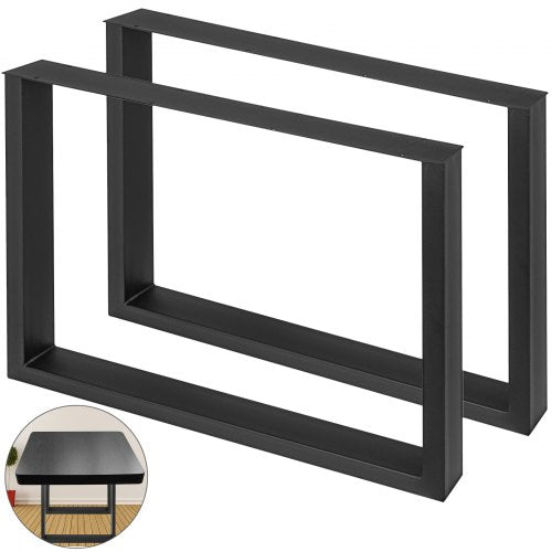 Set of 2 Steel Table Legs, 28''Height 35''Wide Dining Table Legs, Heavy Duty 3.1" Width Box Section Square Table Legs, 28x35x3.1 Inch Black Color Industrial Country Style Metal Dining Legs