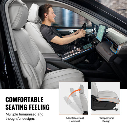 Seat Covers, Universal Car Seat Covers Full Set Seats, Front and Rear Seat, 13pcs Faux Leather Seat Cover, Full Enclosed Design, Detachable Headrest and Airbag Compatible, for Most Car SUV Truck