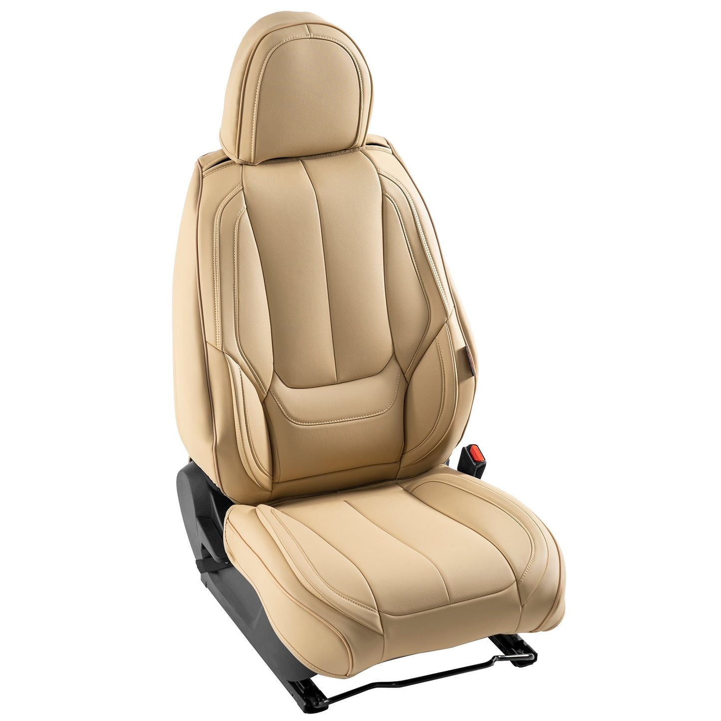 Sitzbezüge, Universal-Autositzbezüge für Vordersitze, 6-teilige Kunstleder-Sitzbezüge, vollständig geschlossenes Design, abnehmbare Kopfstütze und Airbag-kompatibel, für die meisten Autos, SUVs und LKWs, Beige