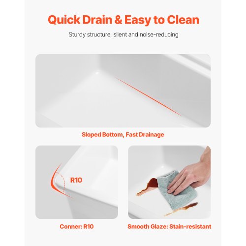 76cm farmhouse sink top mounted undermount kitchen sink with single bowl, fireclay