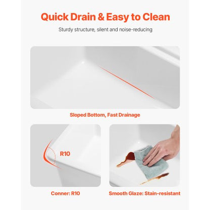 76cm farmhouse sink top mounted undermount kitchen sink with single bowl, fireclay