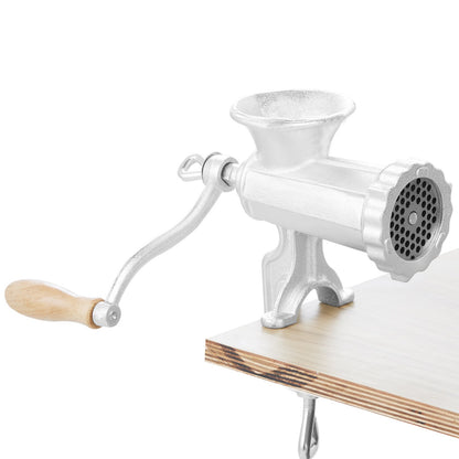Manual meat grinder, powerful hand meat grinder made of cast iron with steel table clamp, minced meat sausage machine with 1 cutting blade, 2 cutting plates, 3 sausage tubes for beef pepper mushroom