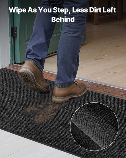 Front Door Mat, 10 x 3 ft Commercial Floor Mat for Indoor and Outdoor, Stylish Striped Industrial Carpet with PVC Backing, Heavy Duty Washable Entry Rug for Hallway, Balcony, Garage, Grey