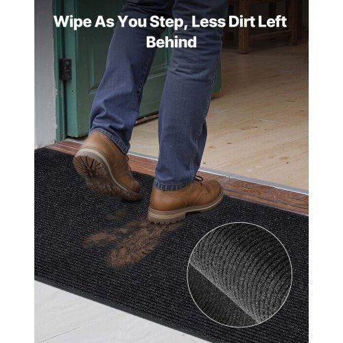 ytterdörrsmatta, 1524 x 914 mm kommersiell golvmatta för inomhus och utomhus, snygg randig industriell matta med PVC-baksida, kraftig tvättbar entrématta för hall, balkong, garage, grå |  EU