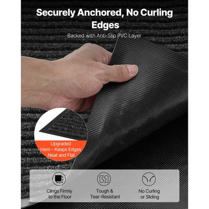 ytterdörrsmatta, 1829 x 1219 mm kommersiell golvmatta för inomhus och utomhus, snygg randig industriell matta med PVC-baksida, kraftig tvättbar entrématta för hall, balkong, garage, grå |  EU