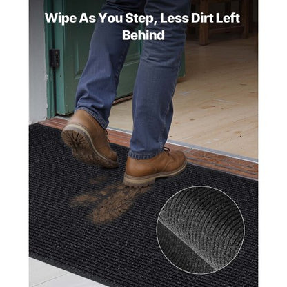 ytterdörrsmatta, 1829 x 1219 mm kommersiell golvmatta för inomhus och utomhus, snygg randig industriell matta med PVC-baksida, kraftig tvättbar entrématta för hall, balkong, garage, grå |  EU