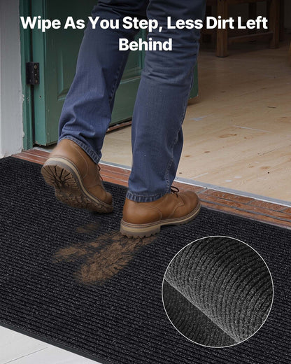 Front Door Mat, 6 x 4 ft Commercial Floor Mat for Indoor and Outdoor, Stylish Striped Industrial Carpet with PVC Backing, Heavy Duty Washable Entry Rug for Hallway, Balcony, Garage, Grey