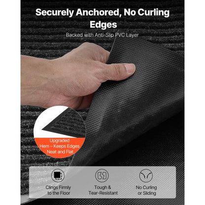 ytterdörrsmatta, 2438 x 1219 mm kommersiell golvmatta för inomhus och utomhus, snygg randig industriell matta med PVC-baksida, kraftig tvättbar entrématta för hall, balkong, garage, grå |  EU