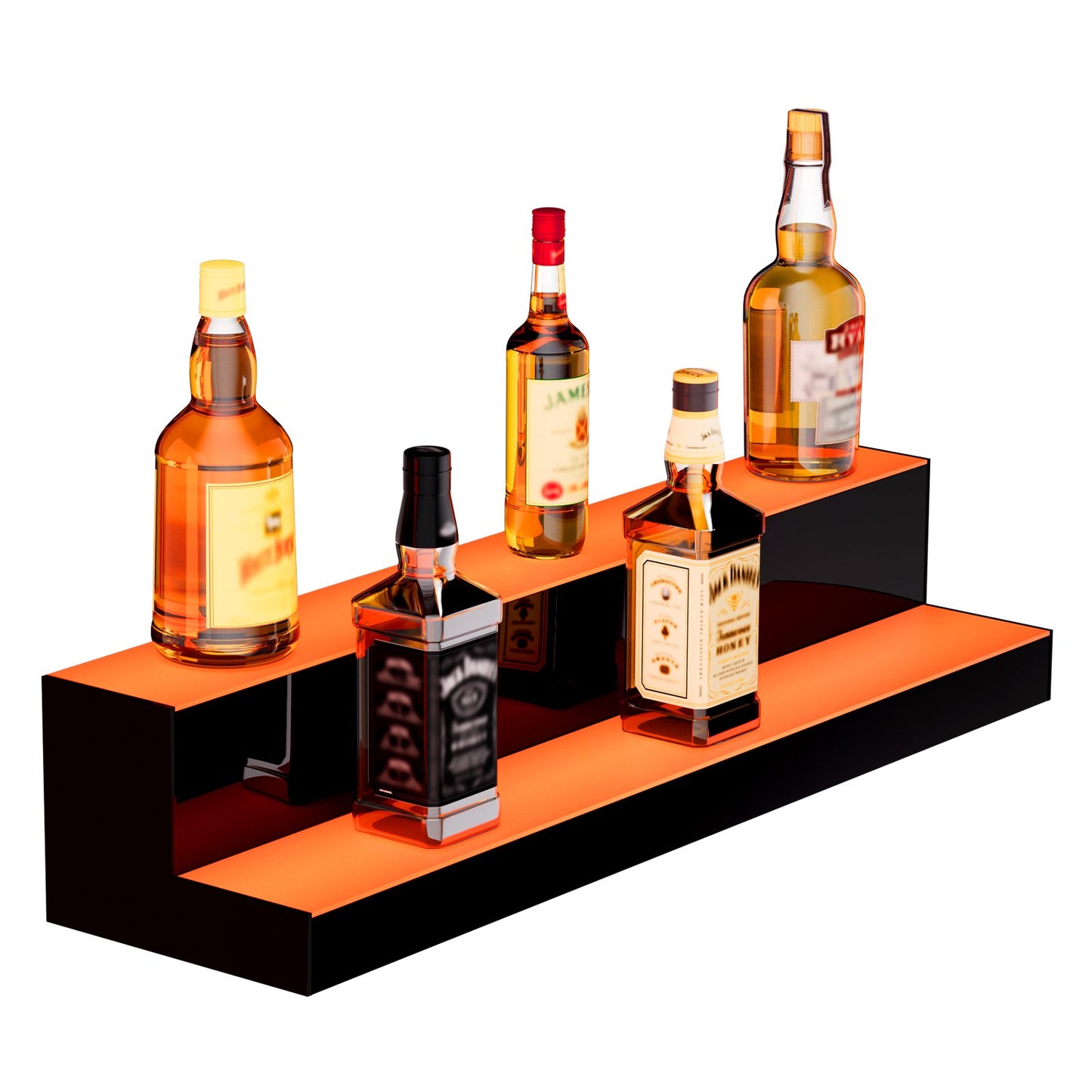 LED Lighted Liquor Bottle Display, 2 Tiers 30 Inches, Illuminated Home Bar Shelf with RF Remote & App Control 7 Static Colors 1-4 H Timing, Acrylic Drinks Lighting Shelf for Holding 16 Bottles