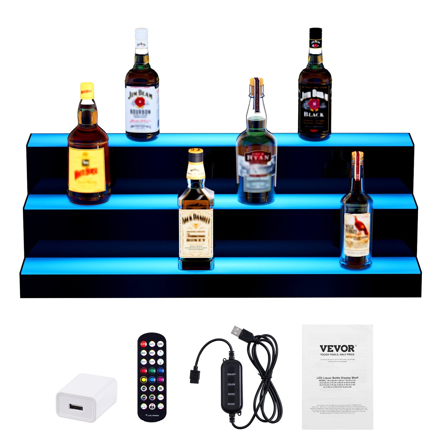 LED-upplyst spritflaska Display Bar Hylla RF & App Control 30" 3-Step