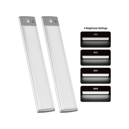 Under Cabinet Lighting, 2 PCS, 62 LED Motion Sensor Lights, Rechargeable Battery Operated Closet Lights with Remote Control, Wireless Under Counter Light for Cabinets, Bookshelf, Stair, Hallway