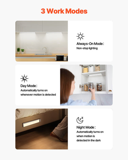 Under Cabinet Lighting, 2 PCS, 62 LED Motion Sensor Lights, Rechargeable Battery Operated Closet Lights with Remote Control, Wireless Under Counter Light for Cabinets, Bookshelf, Stair, Hallway