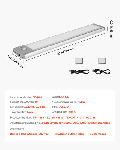 Under Cabinet Lighting, 2 PCS, 62 LED Motion Sensor Lights, Rechargeable Battery Operated Closet Lights with Remote Control, Wireless Under Counter Light for Cabinets, Bookshelf, Stair, Hallway