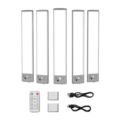 Under Cabinet Lighting, 5 PCS, 68 LED Motion Sensor Lights, Rechargeable Battery Operated Closet Lights with Remote Control, Wireless Under Counter Light for Cabinets, Bookshelf, Stair, Hallway