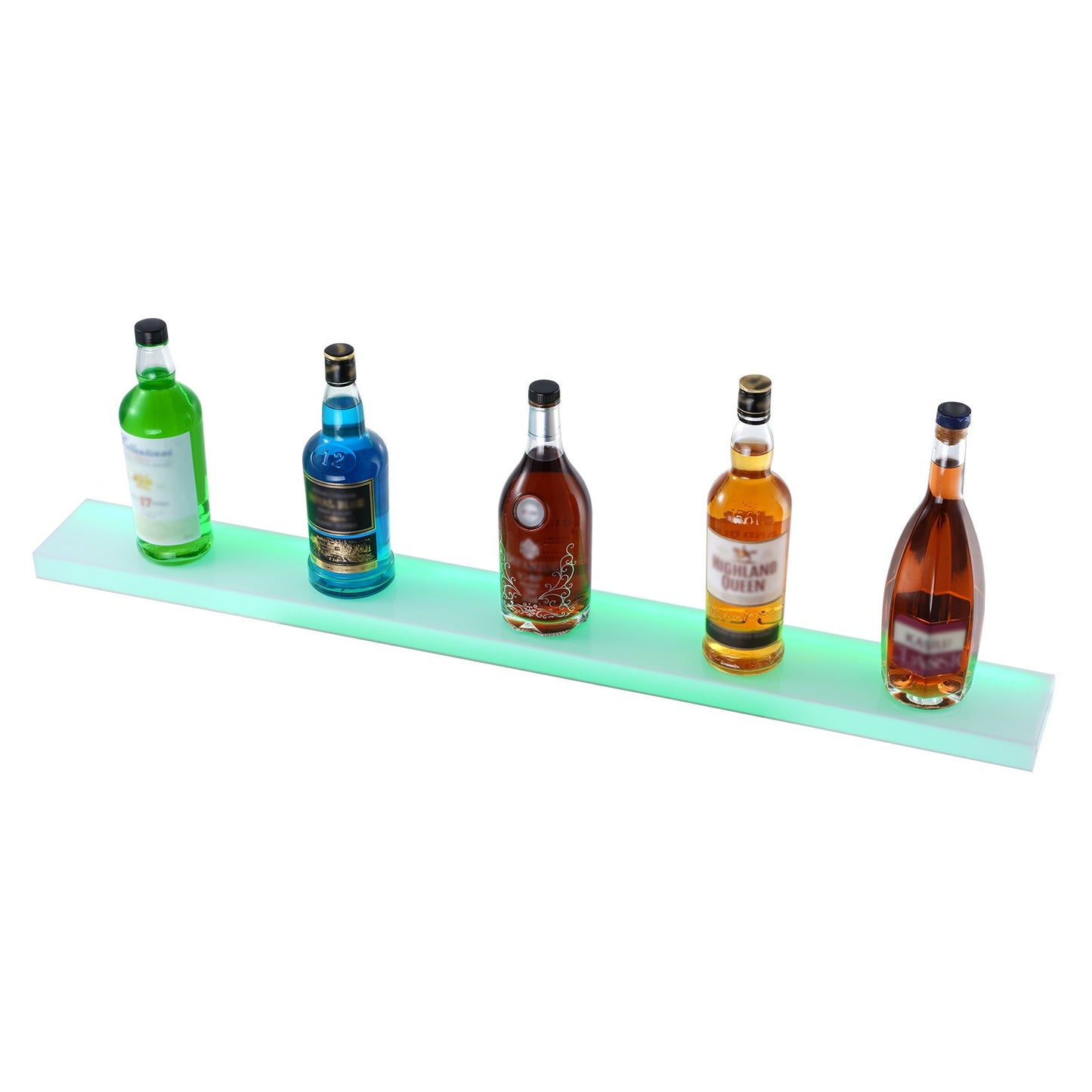 LED Lighted Liquor Bottle Display, 1 Tier 40 Inch Wall Mounted Whiskey Rack Stand, 1 Step Commercial Illuminated Home Bar Shelf, Acrylic Drinks lighting Shelves with RF Remote & App Control