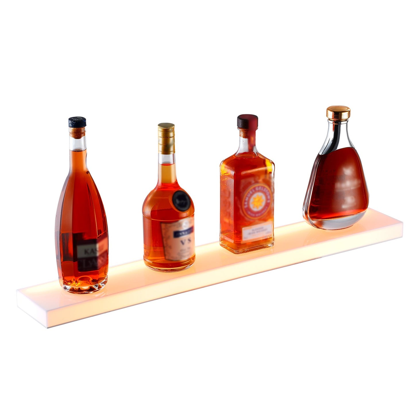 LED Lighted Liquor Bottle Display, 1 Tier 30 Inch Wall Mounted Whiskey Rack Stand, 1 Step Commercial Illuminated Home Bar Shelf, Acrylic Drinks lighting Shelves with RF Remote & App Control