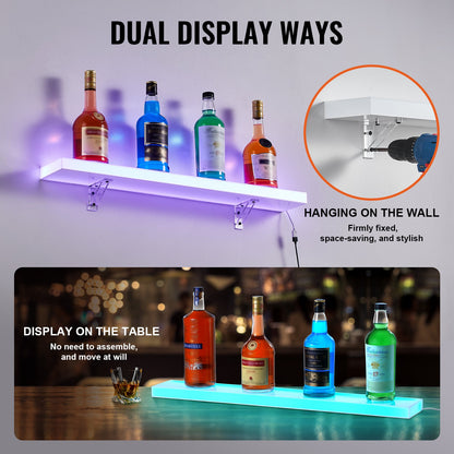 Wandmontiertes, LED-beleuchtetes Schnapsflaschen-Display für die Hausbar, 76,2 cm, 1-stufig