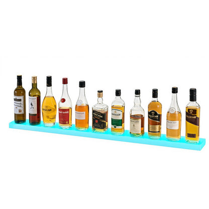 LED Lighted Liquor Bottle Display, 1-Tier 48 Inches Whiskey Rack, Supports USB, Illuminated Home Bar Shelf with RF Remote & App Control, 7 Static Colors, Acrylic Lighted Shelf for 12 Bottles