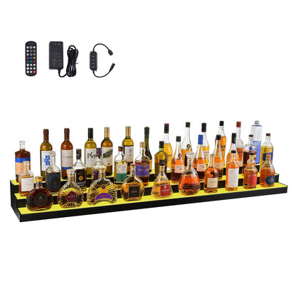 LED Lighted Liquor Bottle Display, 3-Tier 70 Inch, Illuminated Home Bar Shelf with RF Remote & App Control, 7 Static Colors, Acrylic Lighted Whiskey Shelf for 52 Bottles, Powered by Adapter Only