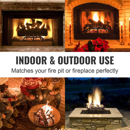 Fireplace Grate, 24 Inch Heavy Duty Fire Grate with 6 Support Legs, 3/4'' Solid Powder Coated Steel Bars, Wood Burning Holder for Indoor and Outdoor Fireplace