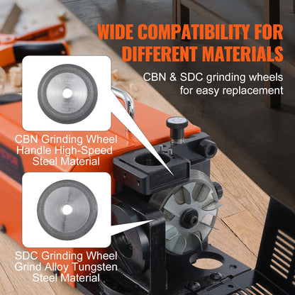 Drill Bits Sharpener, 3-13mm Drill Bits Grinder Sharpener, Lip Relief Angle & 95°-135° Point Angle Adjustable Drill Bit Re-Sharpener, Portable Sharpening Machine with 11 Collets, CBN & SDC Wheel