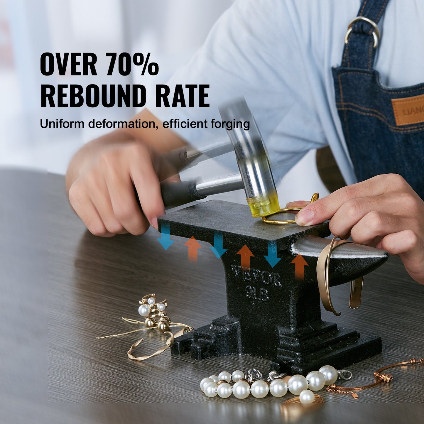 Single horn anvil, 8.8 kg cast steel anvil, high hardness blacksmith anvil, robust round horn anvil, compact design and stable base, blacksmith tools and equipment, metalsmith tools for bending and shaping