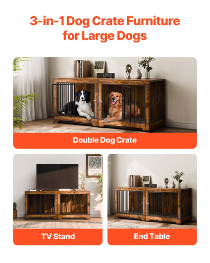 Dog Crate Furniture 75 Hundehütte aus Holz für den Innenbereich mit Trennwand und Tablett