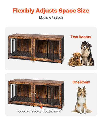 Dog Crate Furniture 75 Hundehütte aus Holz für den Innenbereich mit Trennwand und Tablett