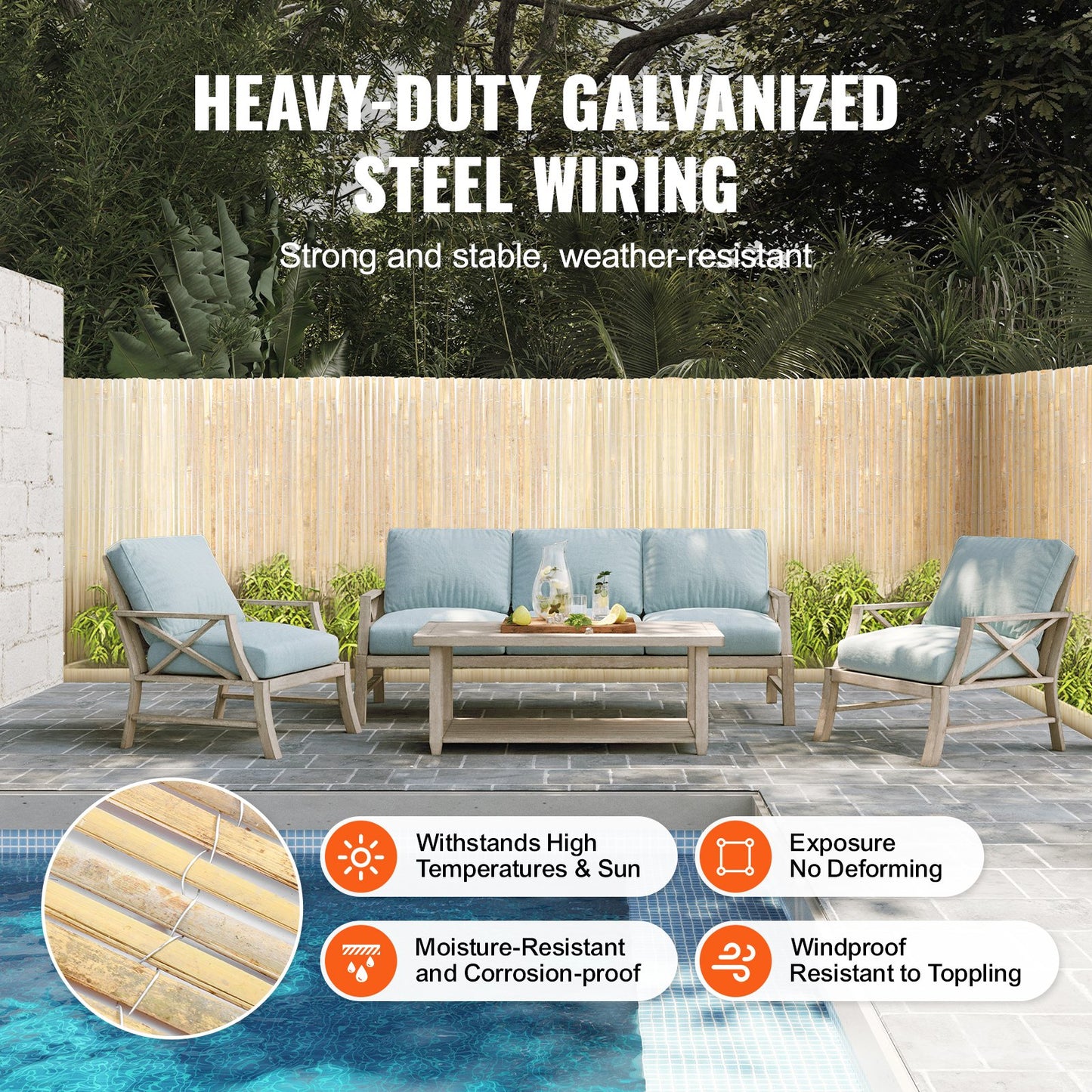 Natural Bamboo Lat Screening Sekretess Bamboo Lat Staket 3 fot H x 19,6 fot L